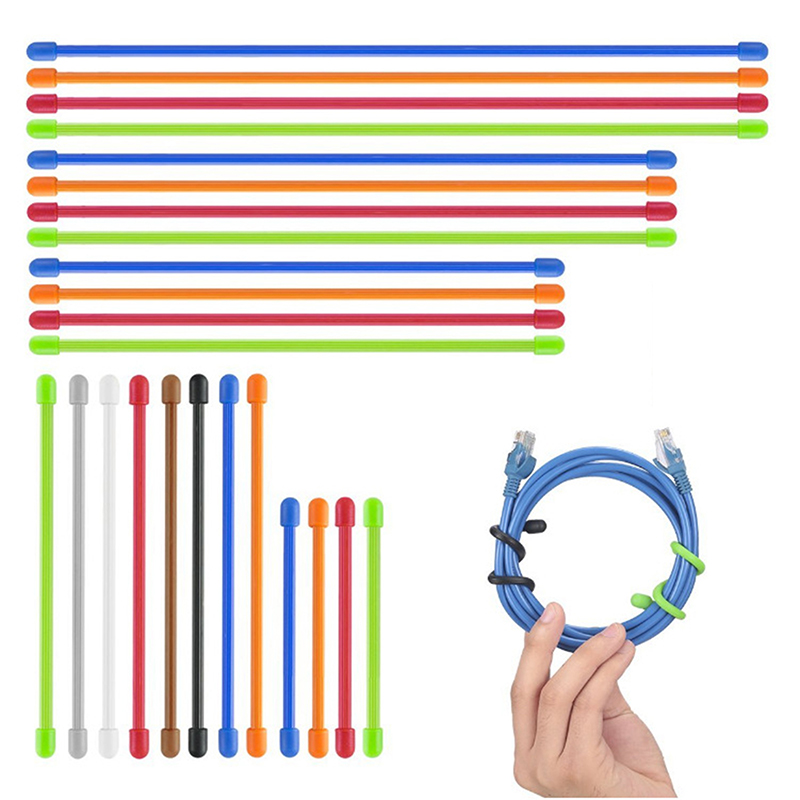 Gear Tie Reusable - 5 Buah Ikatan Ritsleting Silikon, Ikatan