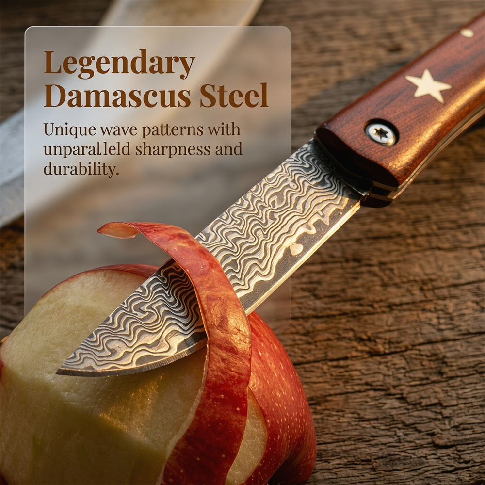 Pisau Lipat Damascus Survival  - Edc Pocket Carry Fixed Blade ulasan dan harga